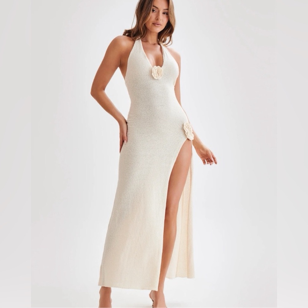 Meshki Cherie Halter Maxi Dress Nude